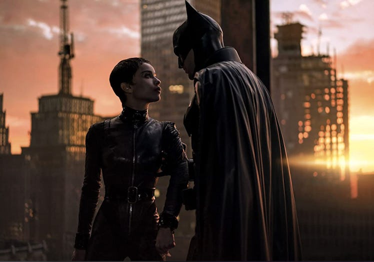 Zoë Kravitz as Catwoman and Robert Pattinson as Batman in The Batman (2021)