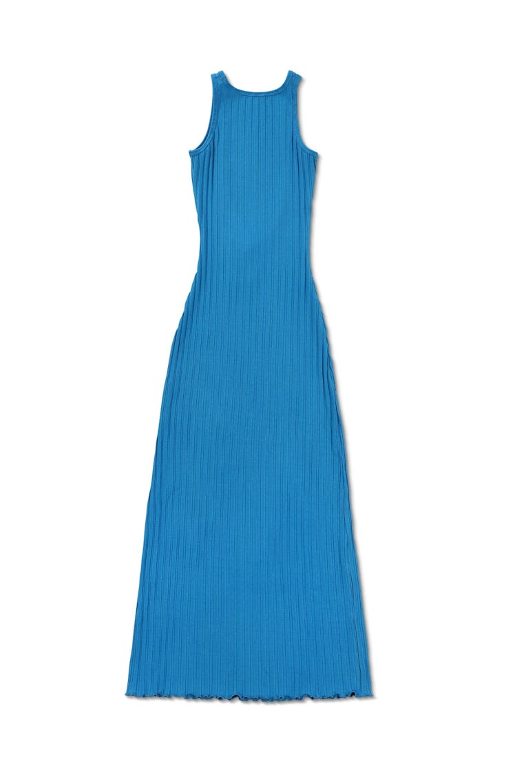 Non-Maternity Dress Brands Simon Miller blue ribbed maxi dress 