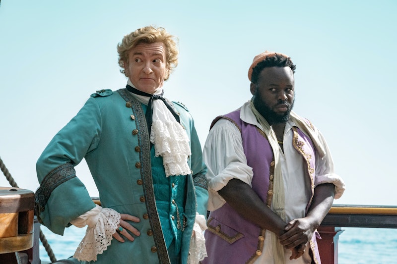 Rhys Darby as Stede Bonnet and Samson Kayo as Oluwande in 'Our Flag Means Death,' which is loosely b...