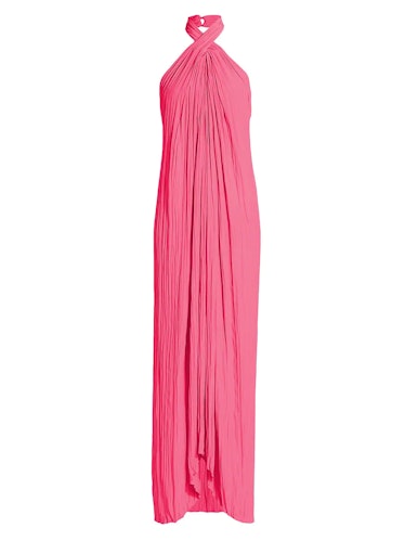Non-Maternity Dress Brands A.L.C. hot pink pleated halter maxi