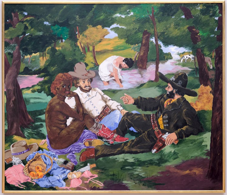 An interpretation of "Le déjeuner sur l'herbe" by Robert Colescott