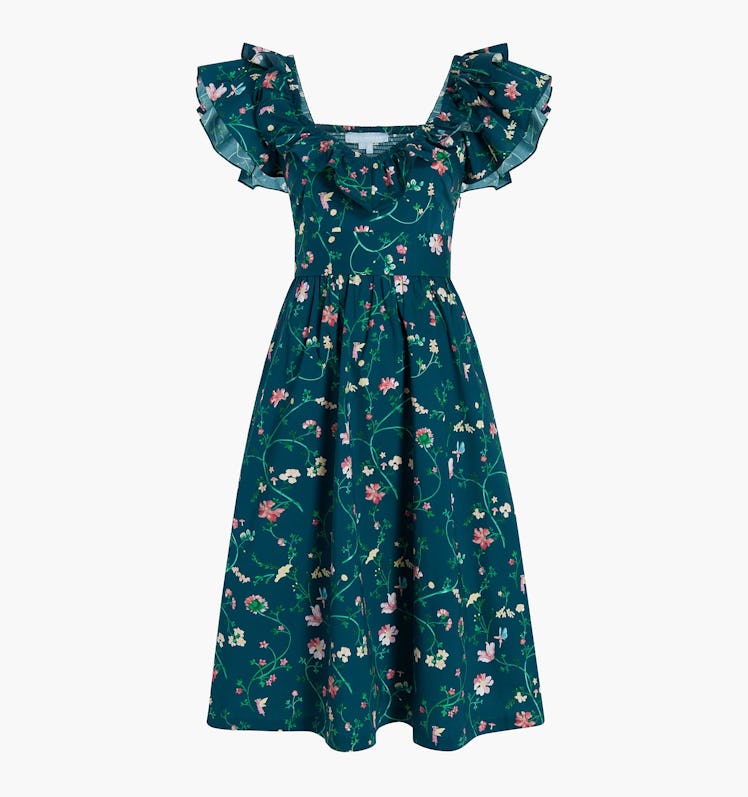 Non-Maternity Dress Brands Hill House Home floral print smocked mini frilled sleeves