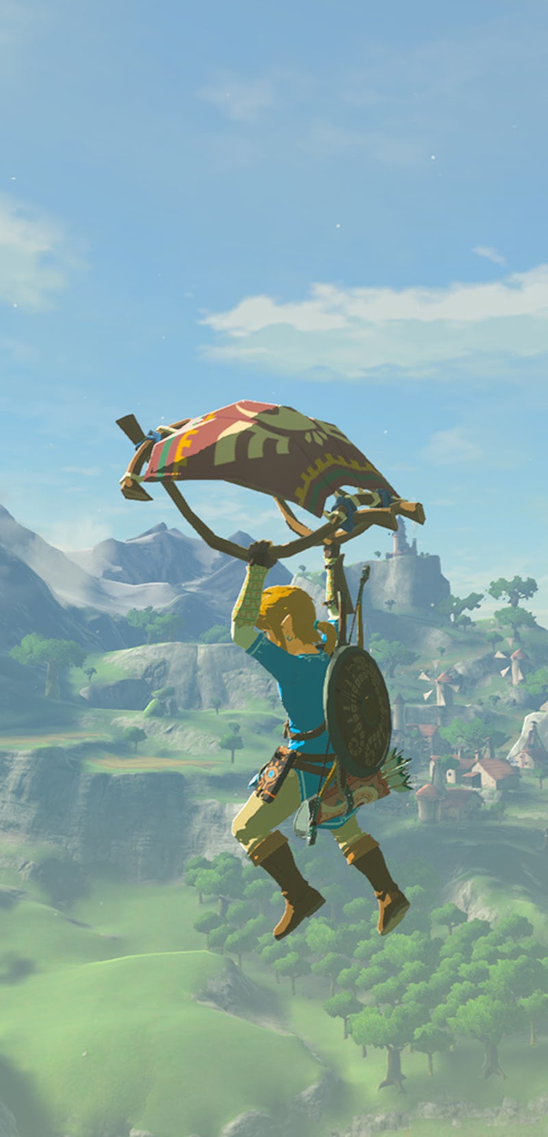 Screenshot of Link flying in The Legend of Zelda Breath of the Wild