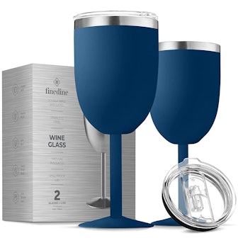 FineDine Premium Grade Stainless Steel Wine Glasses (2-Pack)