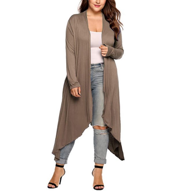 IN'VOLAND Plus-Size Open-Front Cardigan