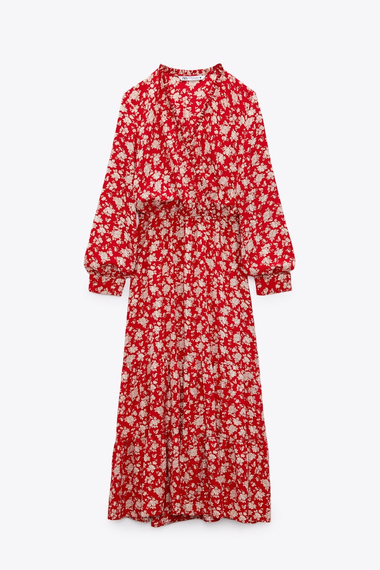 Non-Maternity Dress Brands Zara red floral print midi