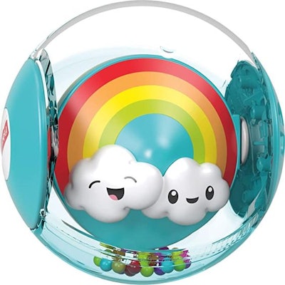 This rainbow ball filled with clouds and beads screams spring.