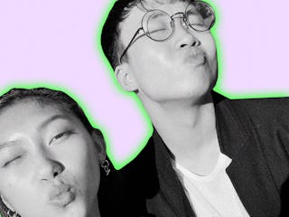 BFFs SY Nguyen and Christopher Lee making funny faces.