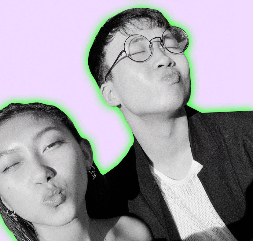 BFFs SY Nguyen and Christopher Lee making funny faces.