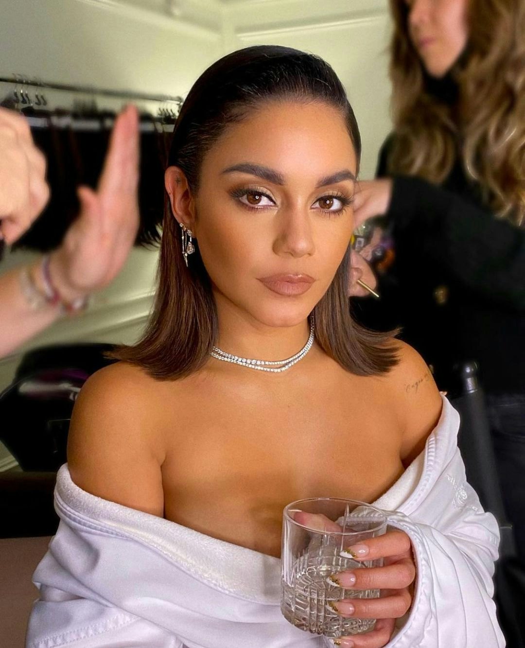 Vanessa Hudgens Styles a Sheer Bra Top With a Maxi Skirt For the