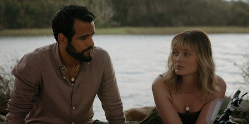 Jacob Scipio as Jack/Michael Vargas and Bella Heathcote as Andy Oliver in 'Pieces of Her.' They're s...