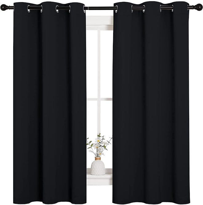 NICETOWN Pitch Black Solid Blackout Curtains