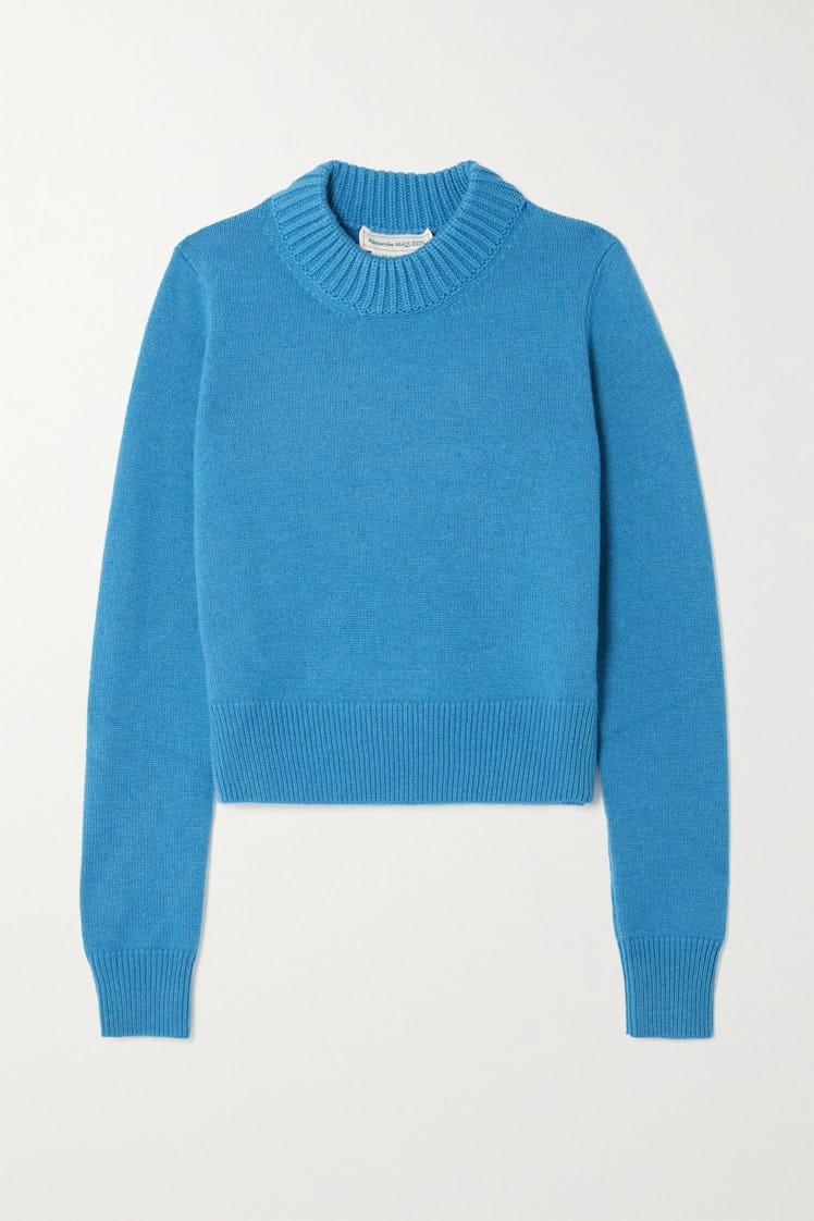 Alexander McQueen Cashmere Pullover Sweater In Blue