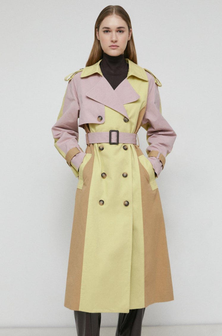 Warehouse Colour Block Trench