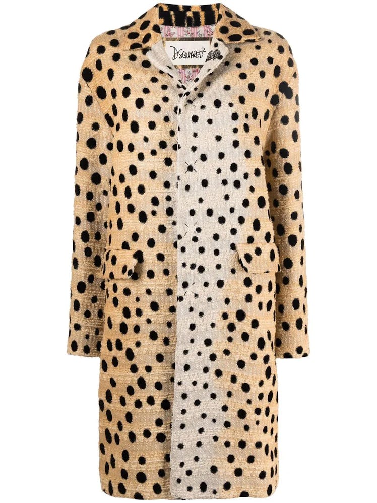 Dsquared2 Tweed Leopard Pattern Coat