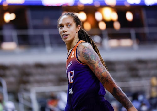 Brittney Griner #42 of the Phoenix Mercury is seen during the game against the Indiana Fever at Indi...