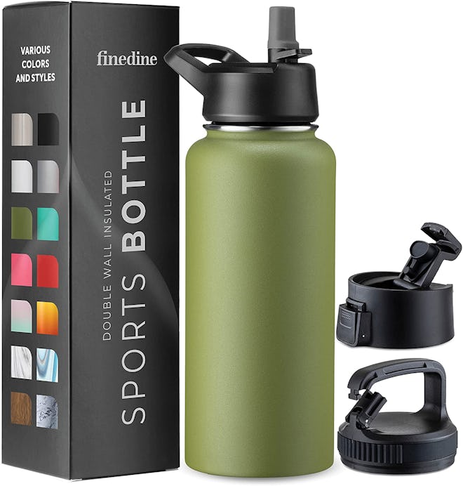 FineDine Stainless Steel Water Bottle with Straw Lid