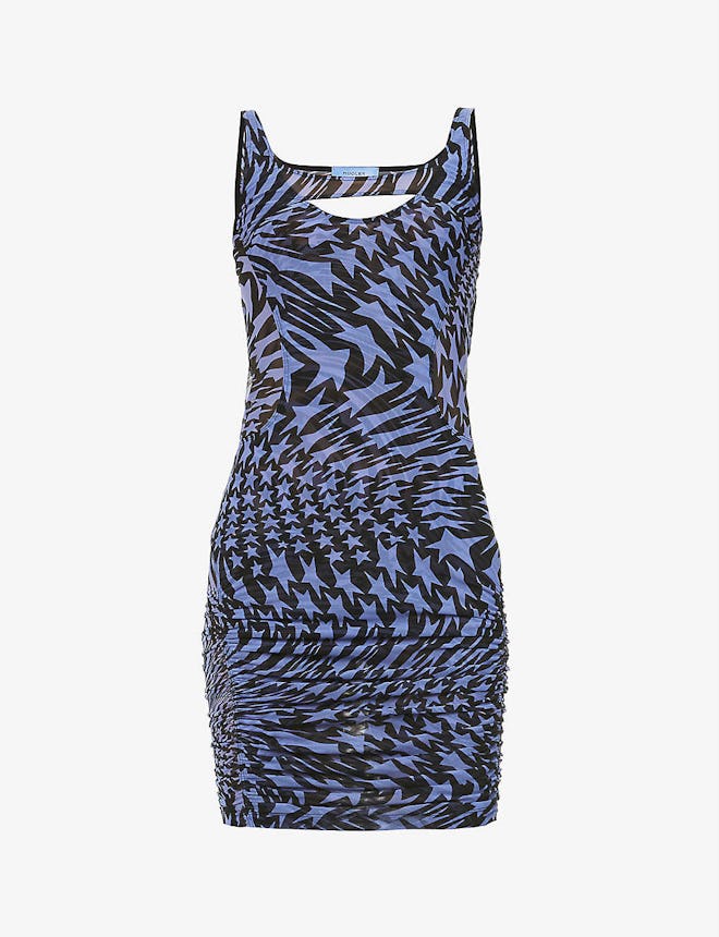 Mugler Star Print Semi-Sheer Mini Dress 