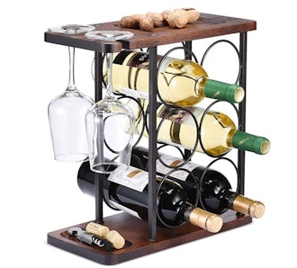 ALLCENER Wine Rack with Glass Holder