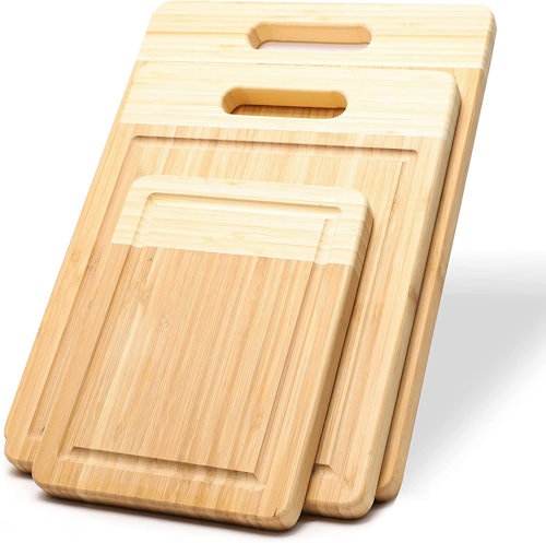 K BASIX Bamboo Cutting Board with Juice Groove (3 Pack)