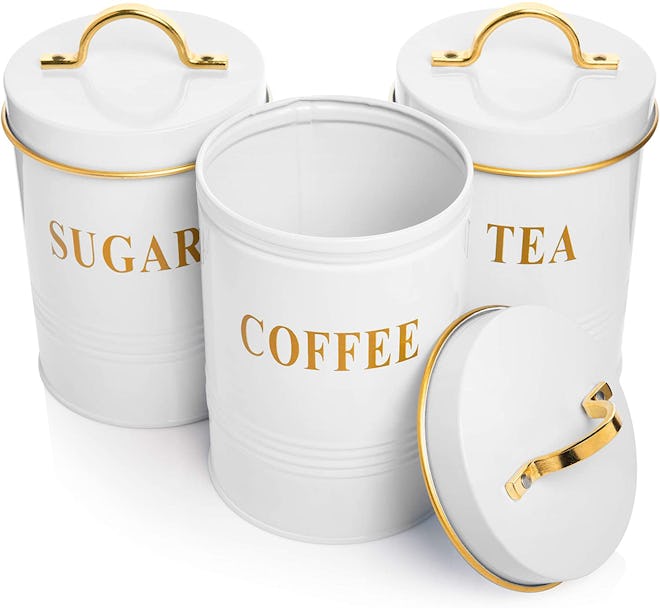 CULINARYGAMES White Tea Coffee Sugar Canister 
