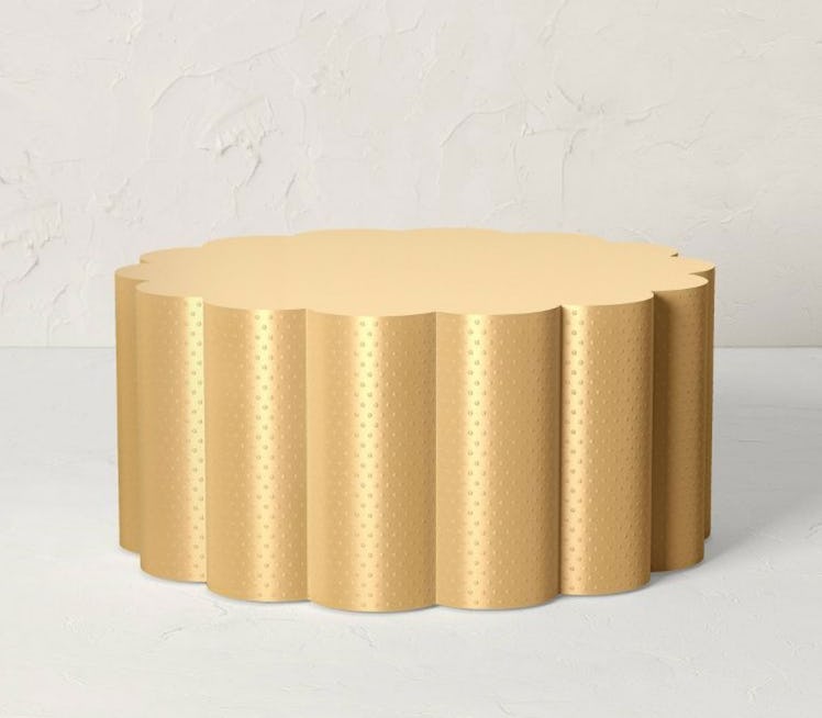 Metal Scalloped Coffee Table Brass Finish