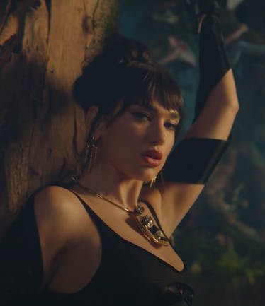 Dua Lipa wearing a Lanvin necklace in the Sweetest Pie video