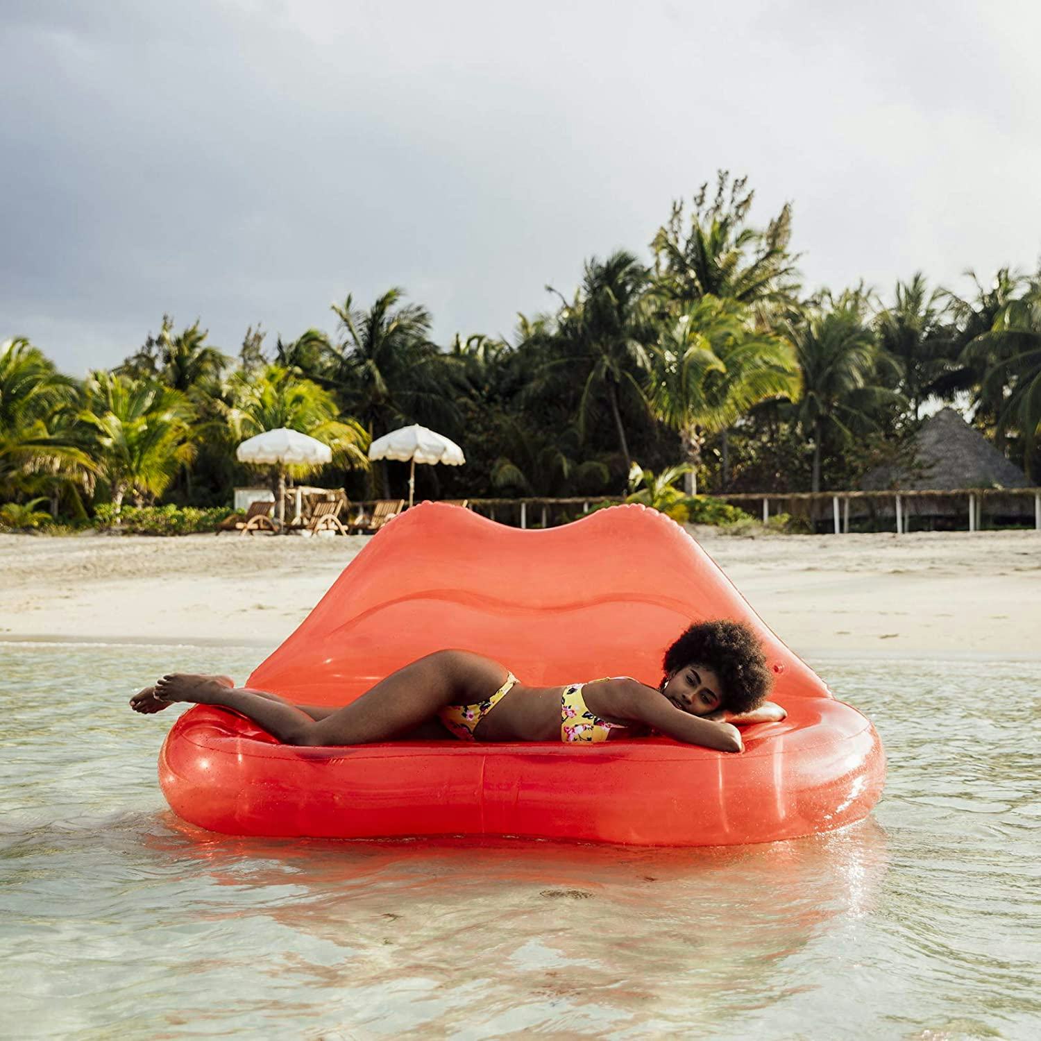 FUNBOY Giant Inflatable Clear Red Lip Couch