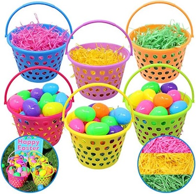 6 plastic Easter baskets are great for the entire family.