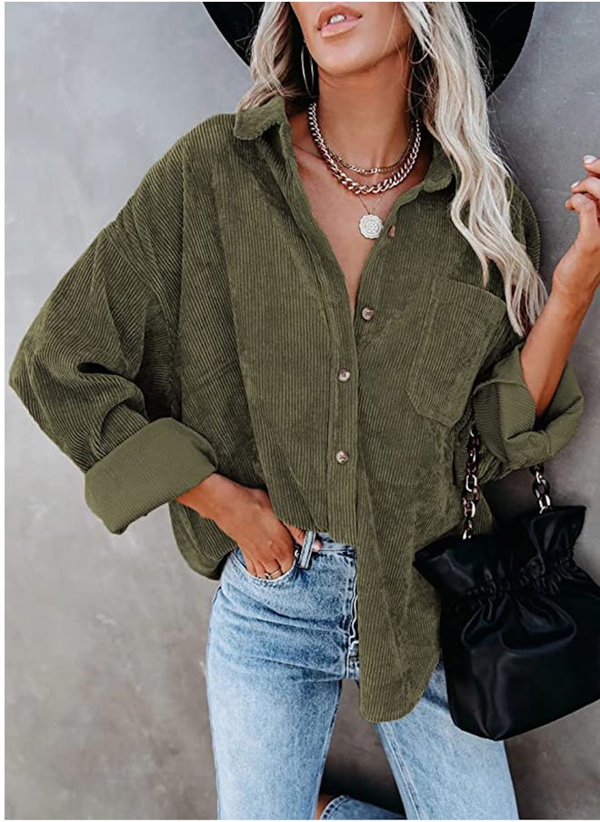 Astylish Corduroy Button-Down Shirt