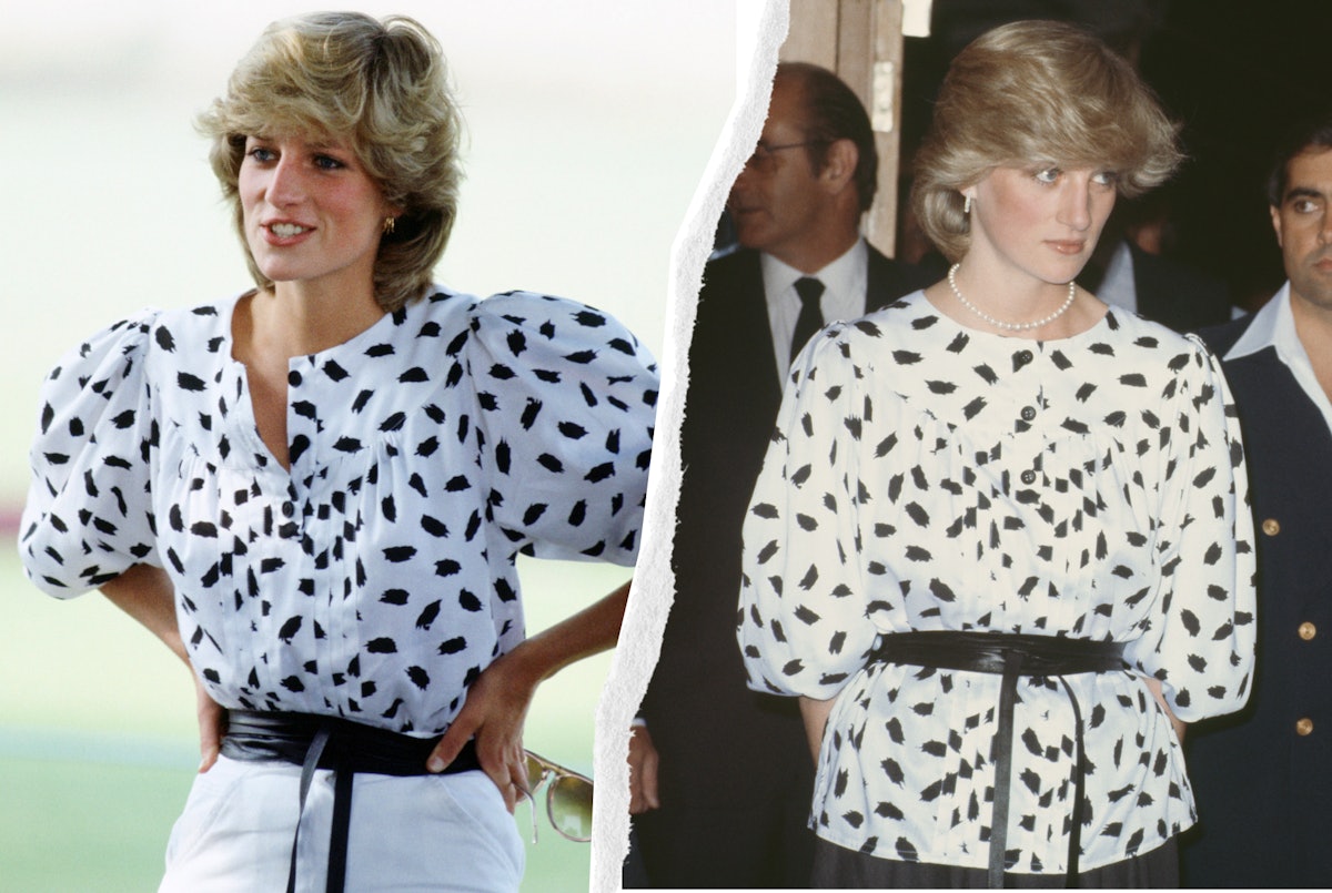Princess Diana rewearing Jan Van Velden Black & White Blouse 