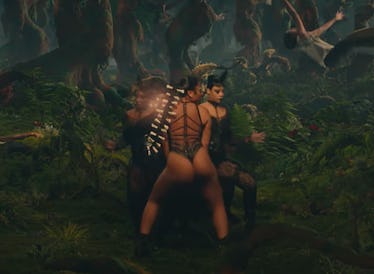 Megan Thee Stallion wearing bones in her hair in the Sweetest Pie video