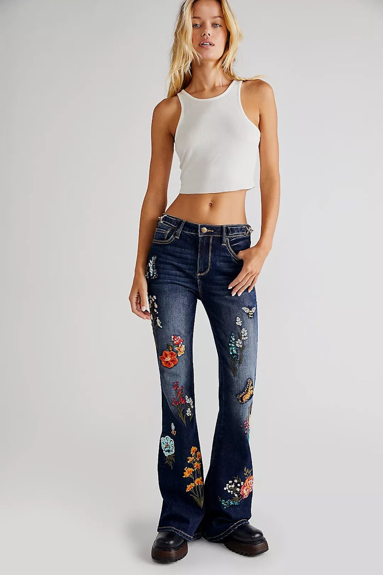 Free People x Driftwood Embroidered Jeans