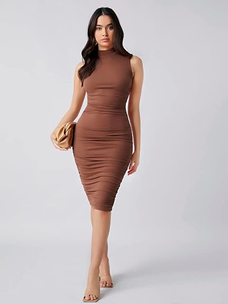 Floerns Sleeveless Mock Neck Bodycon Dress