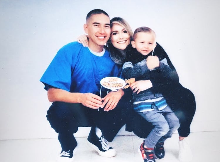 TikToker Deelilah Contreras with her husband, Xavier, and their child during a prison visit