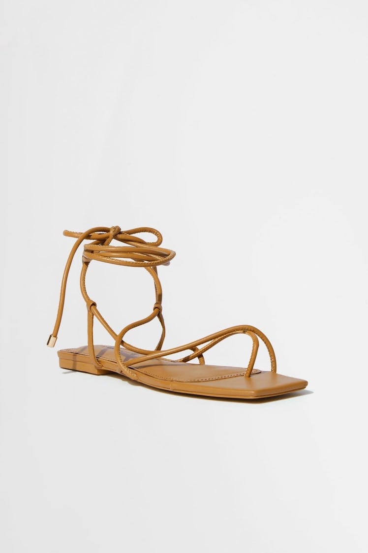 brown lace-up sandals