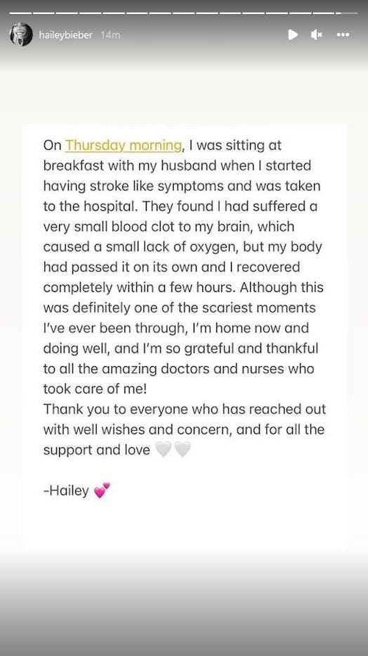 Hailey Bieber opens up about her health in a March 12 Instagram story.