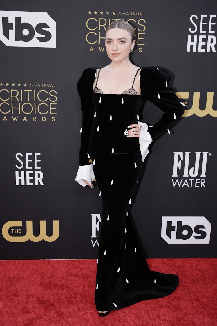 Peyton List wearing Yanina Couture at the Critics Choice Awards 2022