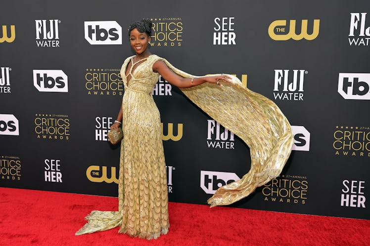 Thuso Mbedu wearing a gold gown at the Critics Choice Awards 2022