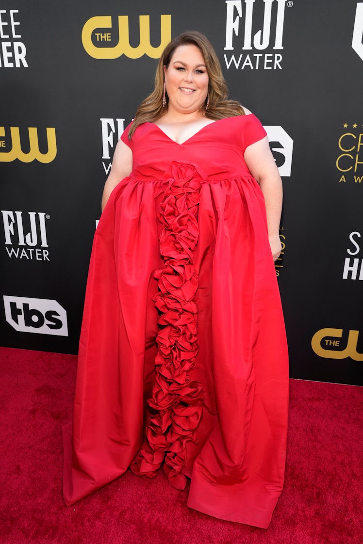 Chrissy Metz in a bright red gown at the Critics Choice Awards 2022