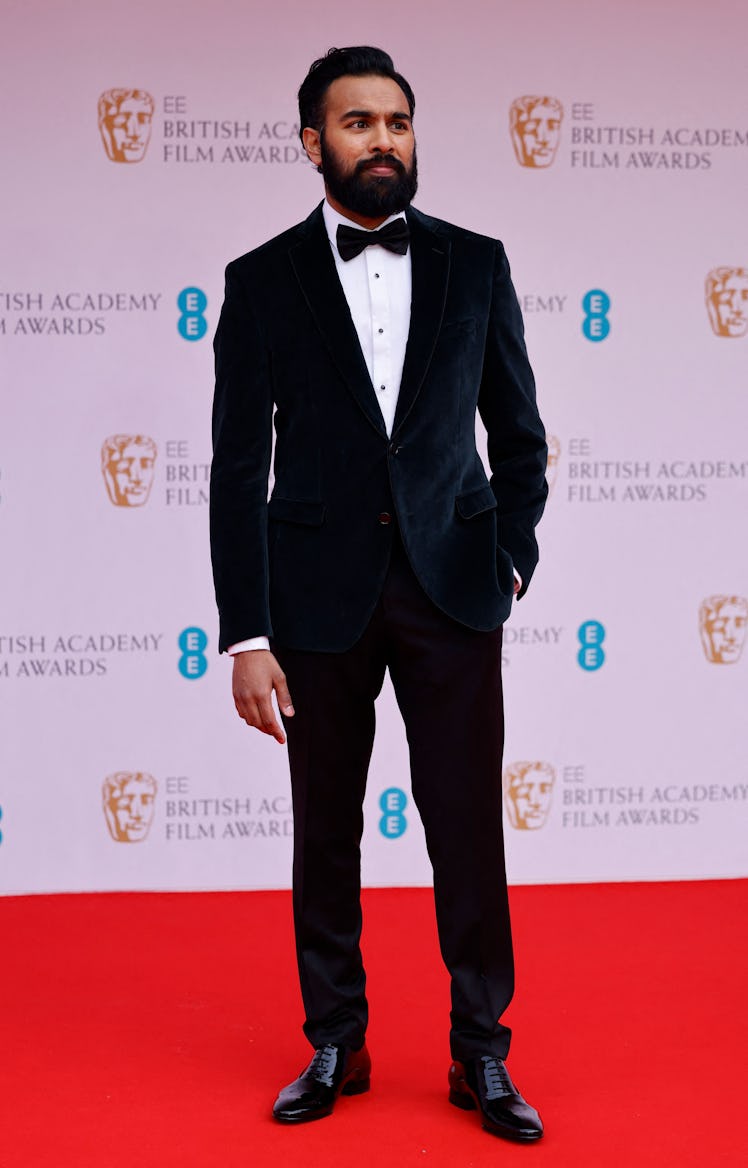 Himesh Patel wearing a tuxedo at the BAFTA Awards 2022