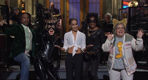 Zoe Kravitz hosted Saturday Night Live and several cast members dressed as catwomen joined her monol...