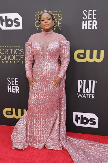 Aunjanue Ellis wearing a glittery pink gown at the Critics Choice Awards 2022