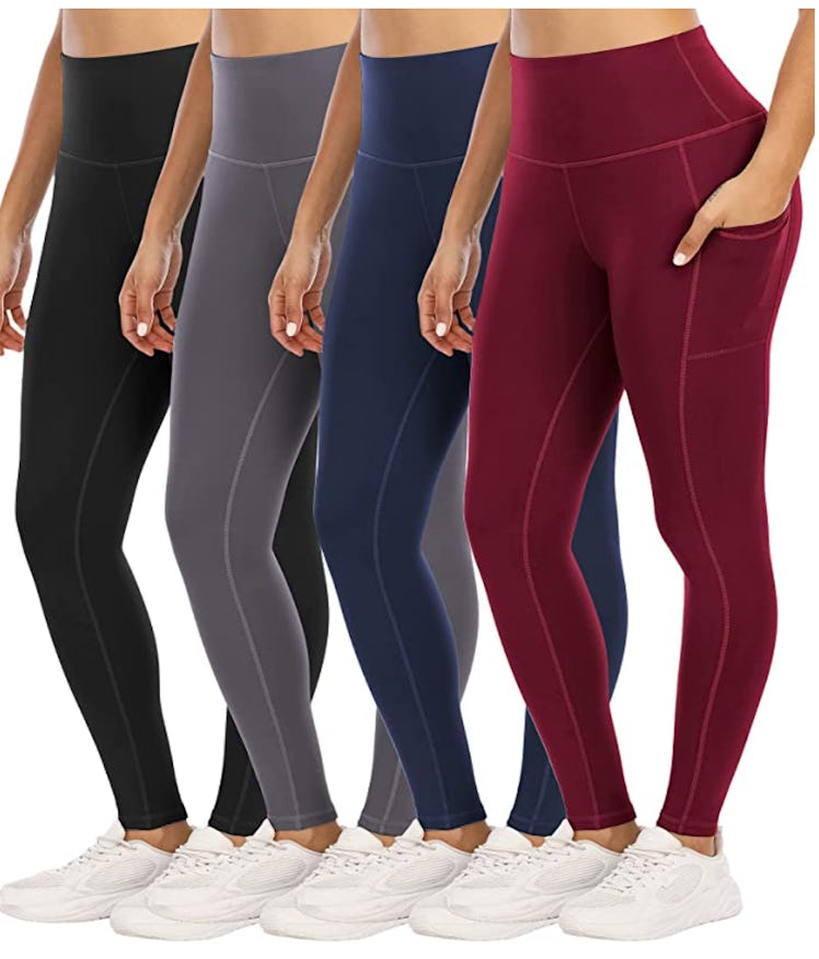YOUNGCHARM Women's Leggings with Pockets (4-Pack)