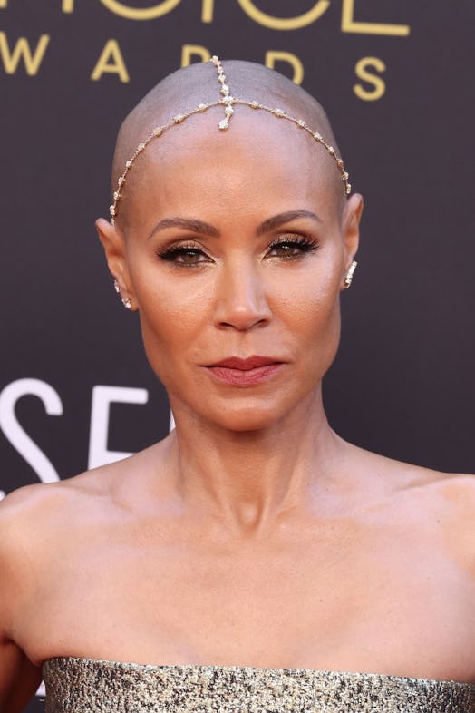 Jada Pinkett-Smith shaved head tiara chain critics choice awards 2022