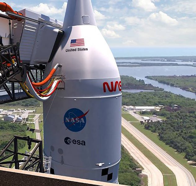 NASA's Artemis lunar rocket stationed before its test