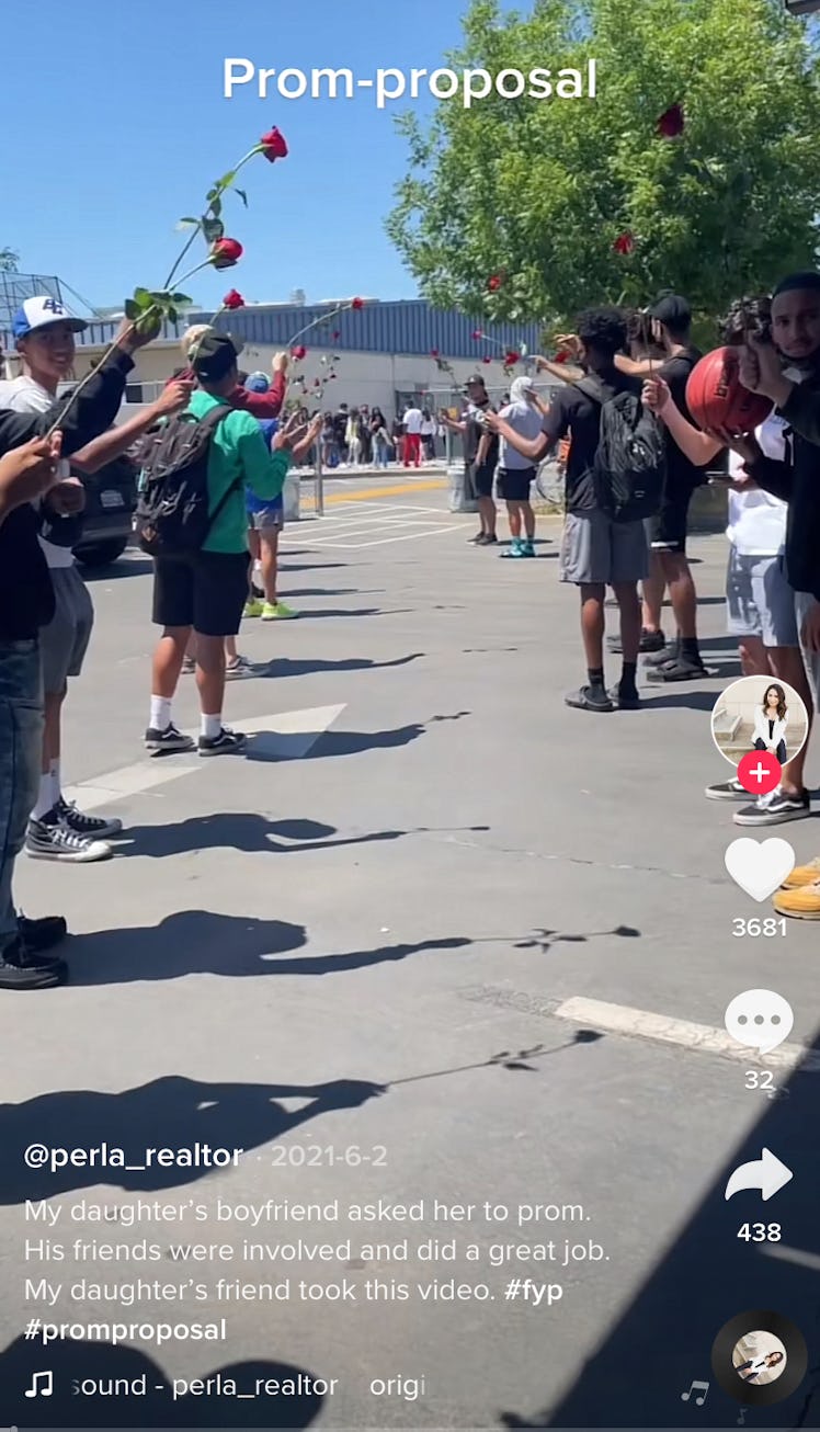 This prom proposal from TikTok is a promposal with roses. 
