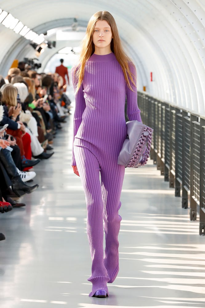 model wearing catsuit in fall winter 2022 stella mccartney runway