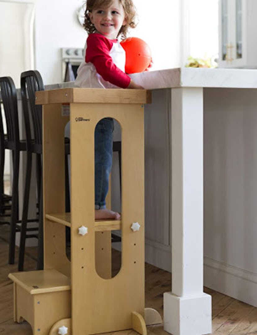 Little Partners Explore n Store Adjustable Height Kitchen Step Stool for Toddlers