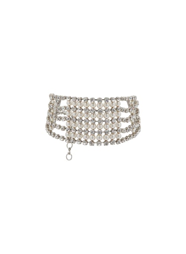 Alessandra Rich crystal and pearl choker